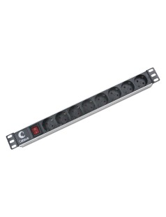 Cabeus PDU-8P Блок евророзеток для 19 шкафов, горизонтальный, 8 розеток, 10 A, выключатель, гнездо 